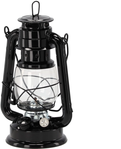 Kovová petrolejová lampa vintage 24 cm – čierna