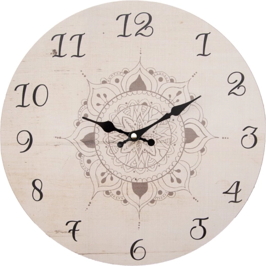 Nástenné drevené hodiny Mandala 34 cm