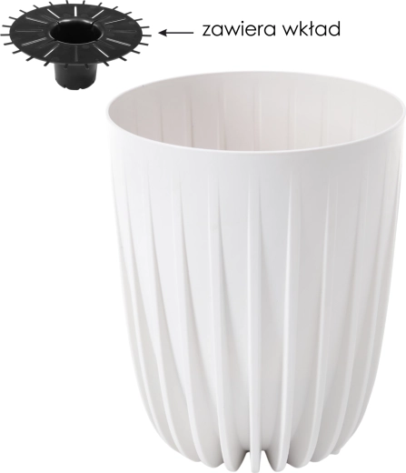 Kvetináč Lamela Mira 25 cm biely s vložkou