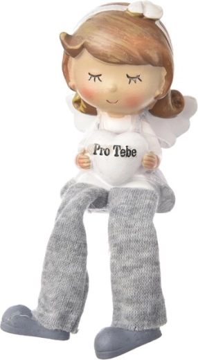 Anjel „Pre teba“ sediaci sivý z polystonu