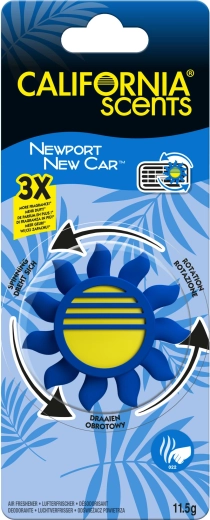 Osviežovač do auta na mriežku California Scents Newport New Car – rotujúce slnko