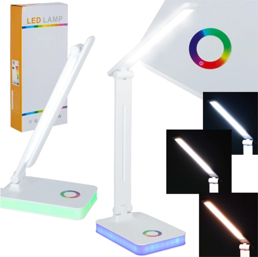 Skladacia LED stolová lampa s dotykovým ovládaním a RGB podsvietením, USB