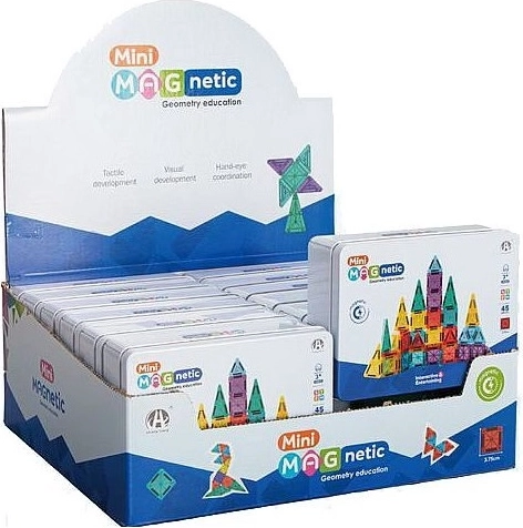 Magnetická mini stavebnica 45 dielikov v plechovke