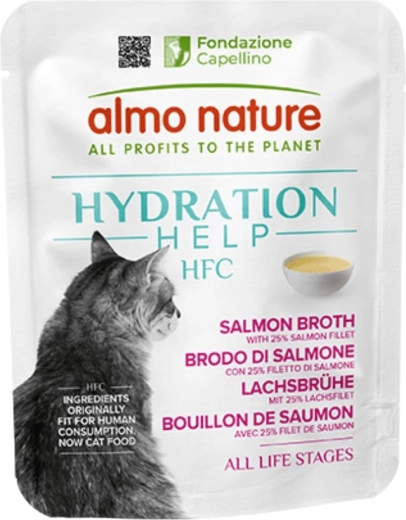 Almo Nature HFC Hydratation Help pre mačky – lososový vývar 50 g