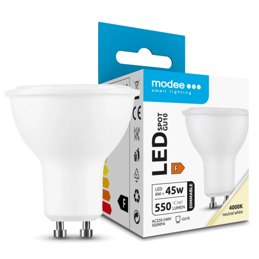 Modee Lighting LED bodová žiarovka GU10 6 W, 550 lm, neutrálna biela, stmievateľná
