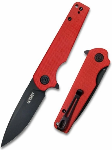 Kubey Wolverine KU233E vreckový nôž 7,4 cm, dark stonewash, červené G10