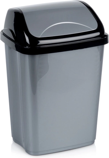 Plastový odpadkový kôš 10 l, sivý s výklopným vekom