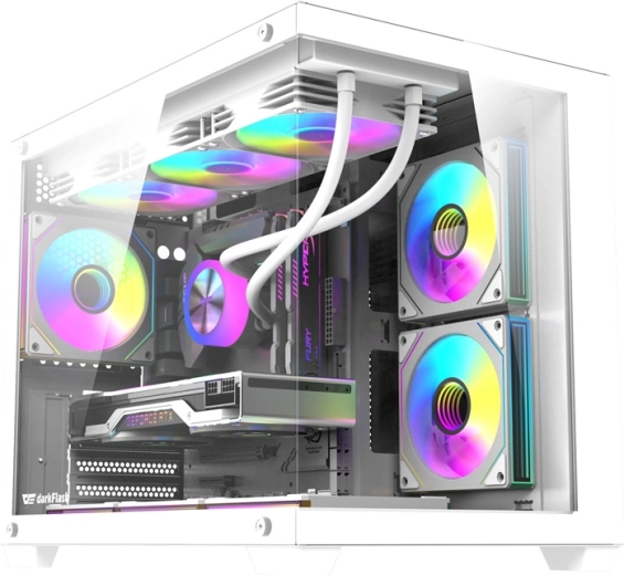 Počítačová skrinka DarkFlash B275 Pro biela so 6 ventilátormi