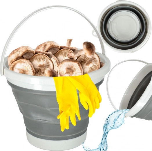 Skladací silikónové vedro 10 L šedé