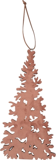 Drevená závesná dekorácia v tvare vianočného stromčeka 27 × 14 cm
