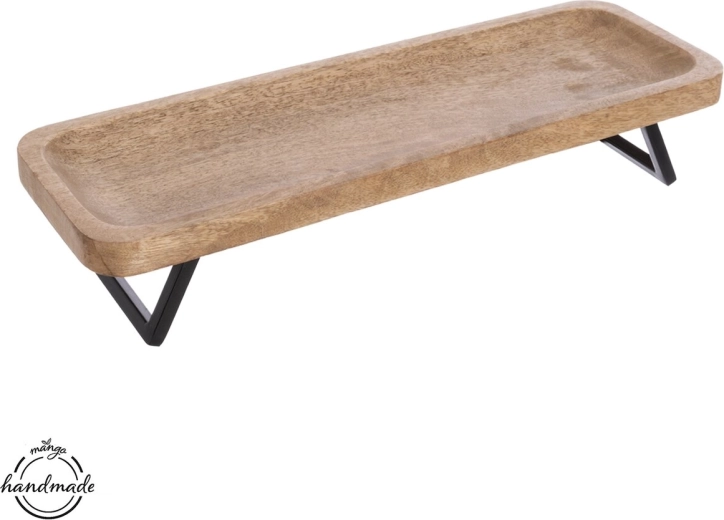 Podnos Mango z dreva a kovu 46 × 16 cm