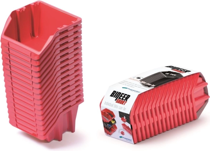 Sada úložných boxov 16 ks BINEER Short 234 × 77 × 92 mm – červená