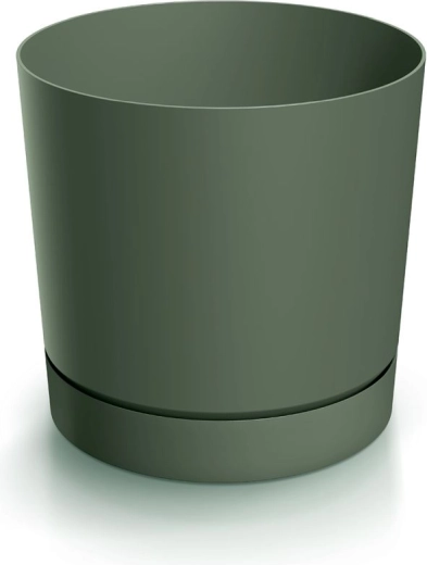 Kvetináč s miskou TUBO P 10,8 cm tmavozelený