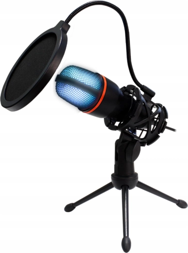 Štúdiový USB kondenzátorový mikrofón s RGB podsvietením