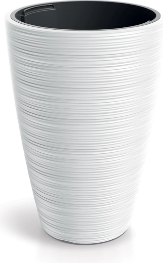 Kvetináč Vena Round 34,9 cm biely s vložkou