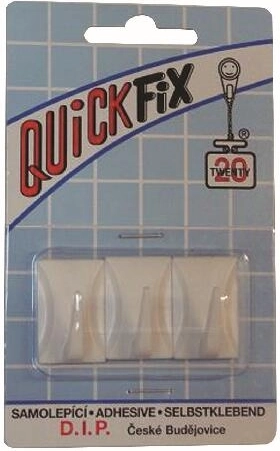 Samolepiace plastové háčiky, obdĺžnikové, biele (3 ks)