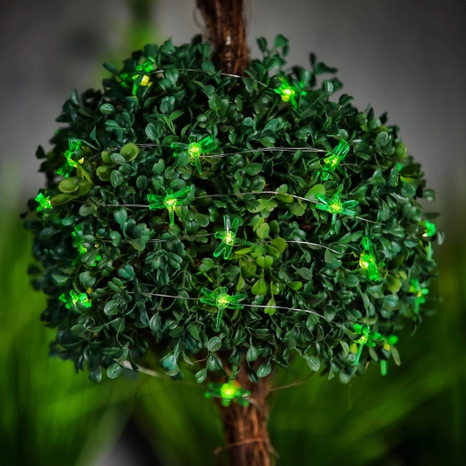 Solárna LED svetelná reťaz s vážkami, 25 LED, teplá biela, 2,4 m