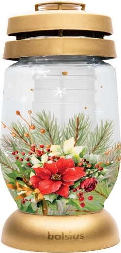 Cintorínska lucerna Bolsius s motívom červeného kvetu 22 cm - 1 kus
