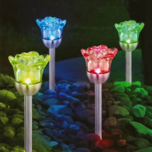 Solárne zapichovacie svetlo v tvare ruže s RGB LED