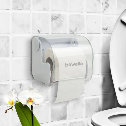 Nástenný držiak na toaletný papier s krytom biely