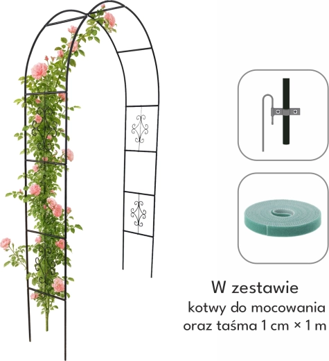 Záhradná pergola s dekoráciami 140 × 38 × 240 cm s kotvami