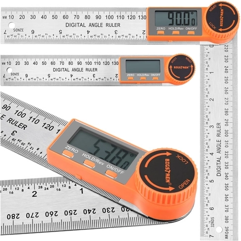 Bigstren elektronický digitálny uhlomer 360° 200 mm s LCD