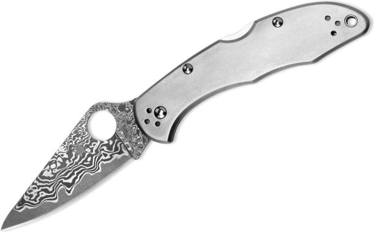 Vreckový nôž Spyderco Delica 4 Titanium Damascus 7,4 cm