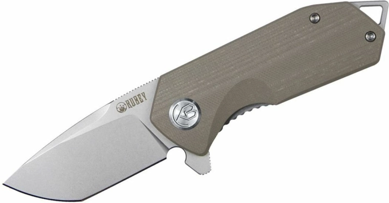 Kubey Campe Nest vreckový nôž 7 cm, hnedý khaki, G10
