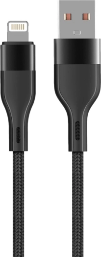 Maxlife USB–Lightning kábel 1 m, 2,4 A, čierny nylon