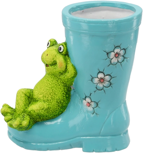 Záhradný kvetináč čižma so žabou