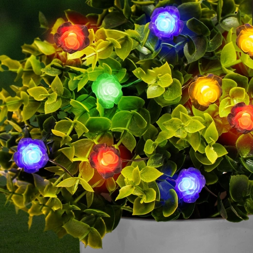 Solárna LED svetelná reťaz s kvetmi, 2,3 m, 20 farebných LED