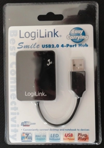 USB 2.0 hub LogiLink Smile, 4-portový, čierny