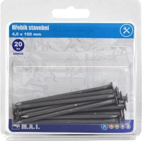 Stavebné klince 100 × 4 mm, 20 ks