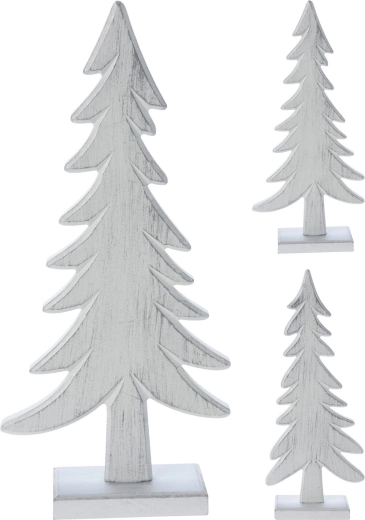 Dekoratívny drevený strom 33 cm – biely