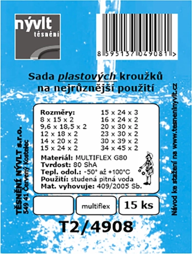 Sada plastových tesniacich krúžkov MULTIFLEX G80, 15 ks