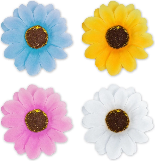 Záhradné dekoratívne kvety so štipcom, 7,5 cm, 4 ks