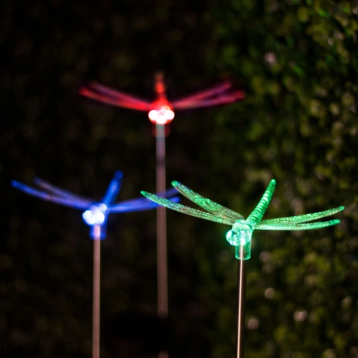 Solárna RGB LED lampa v tvare vážky