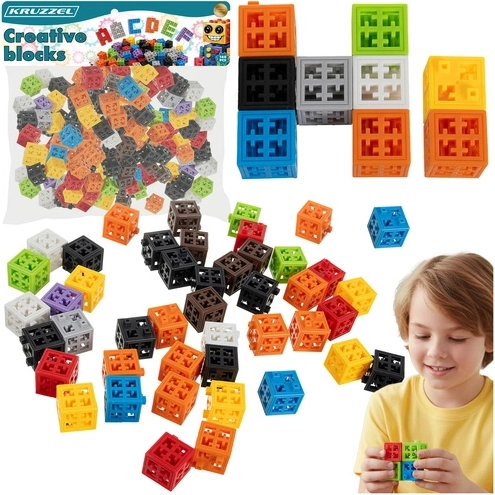 Kruzzel kreatívne priestorové konštrukčné kocky 3D 160 dielov (2 × 2 × 2 cm)