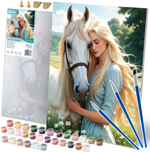 Maľovanie podľa čísel 40×50 cm – portrét ženy s koňom Massido