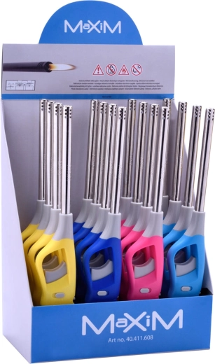 Plniteľný plamienkový zapaľovač MAXIM 26,5 cm – mix farieb