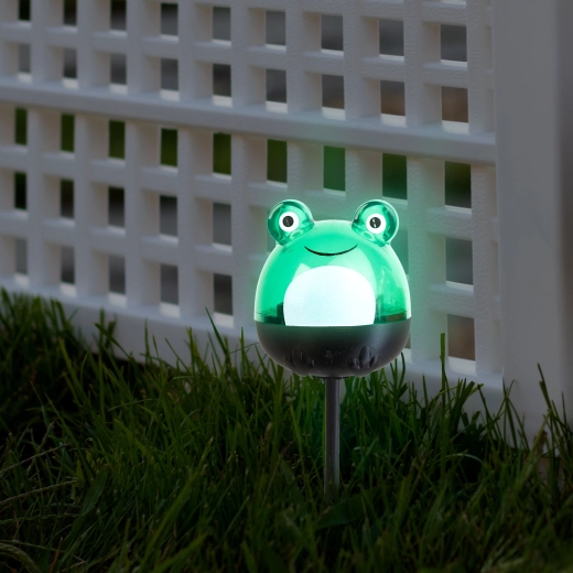 Solárna LED lampa žaba so studeným bielym svetlom - 1 kus