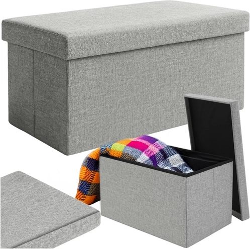 Šedý textilný taburet s úložným priestorom 76x38x38 cm Ruhhy