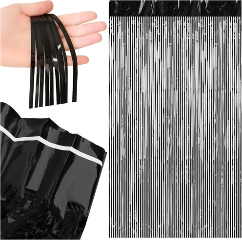 Dekoratívna strapcová závesná clona RUHHY čierna 100 × 200 cm