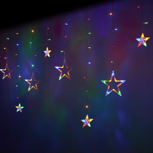 LED svetelná závesná opona s hviezdičkami 2,5 m, 138 LED – Multicolor