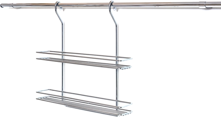 Závesná dvojposchodová polička z chrómovanej ocele 37 × 37 × 9 cm