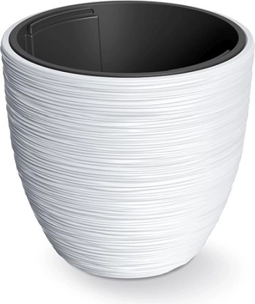 Kvetináč s vložkou Furu 29,8 cm – biely plastový obal na kvety