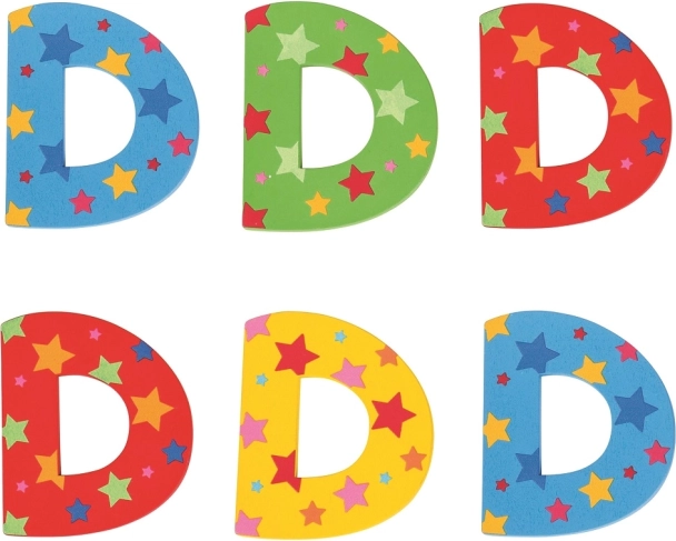 Bigjigs Toys drevené písmeno D s hviezdičkami