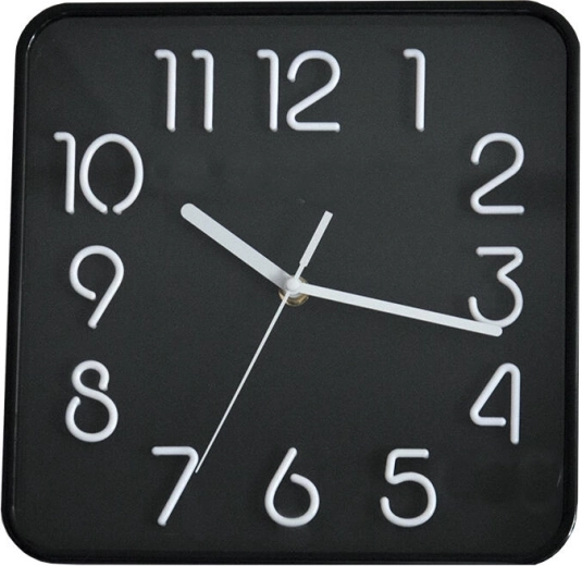 Nástenné hodiny 25,3 × 25,3 cm s 3D ciferníkom – čierne