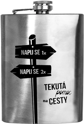 Nerezová vrecková ploskačka Tekutá pomoc na cesty 240 ml
