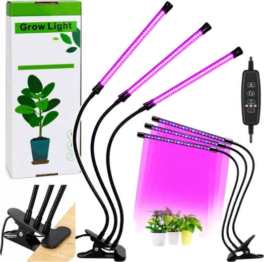 LED pestovateľská lampa na rastliny 30 W s 3 modulmi a klipom